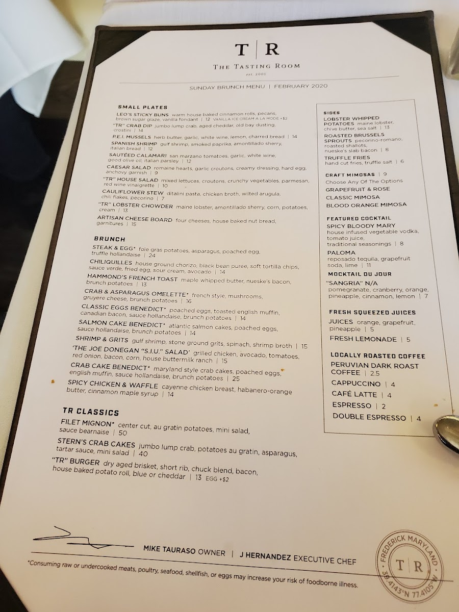 Menu The Tasting Room-1